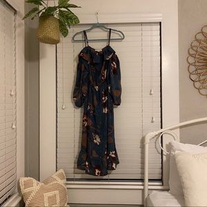 Lovestitch off the shoulder floral midi dress